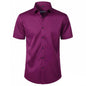 Solid Color Amazon Stretchy Plus-Size Men's Long-Sleeve Shirt, Men's Fashion Shirt, Slim Fit Outerwear