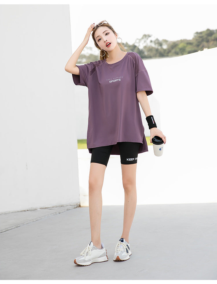Sports suit Women's Yoga Fitness Clothes Running Gym Summer Breathable plus size chubby girl Belly Covering Slim Loose