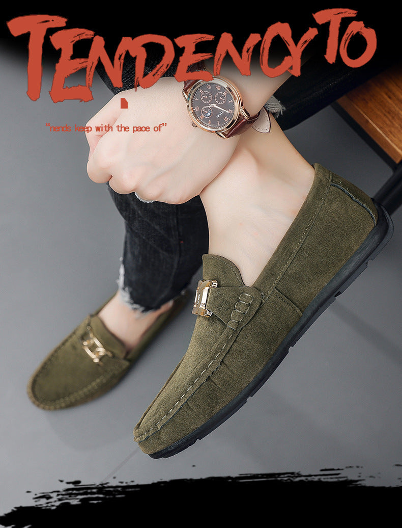 Doudou Shoes Men's Autum 2024 New Frosted Suede Lazy One-Leg Small Leather Shoes Loaf Driving Shoes for Men
