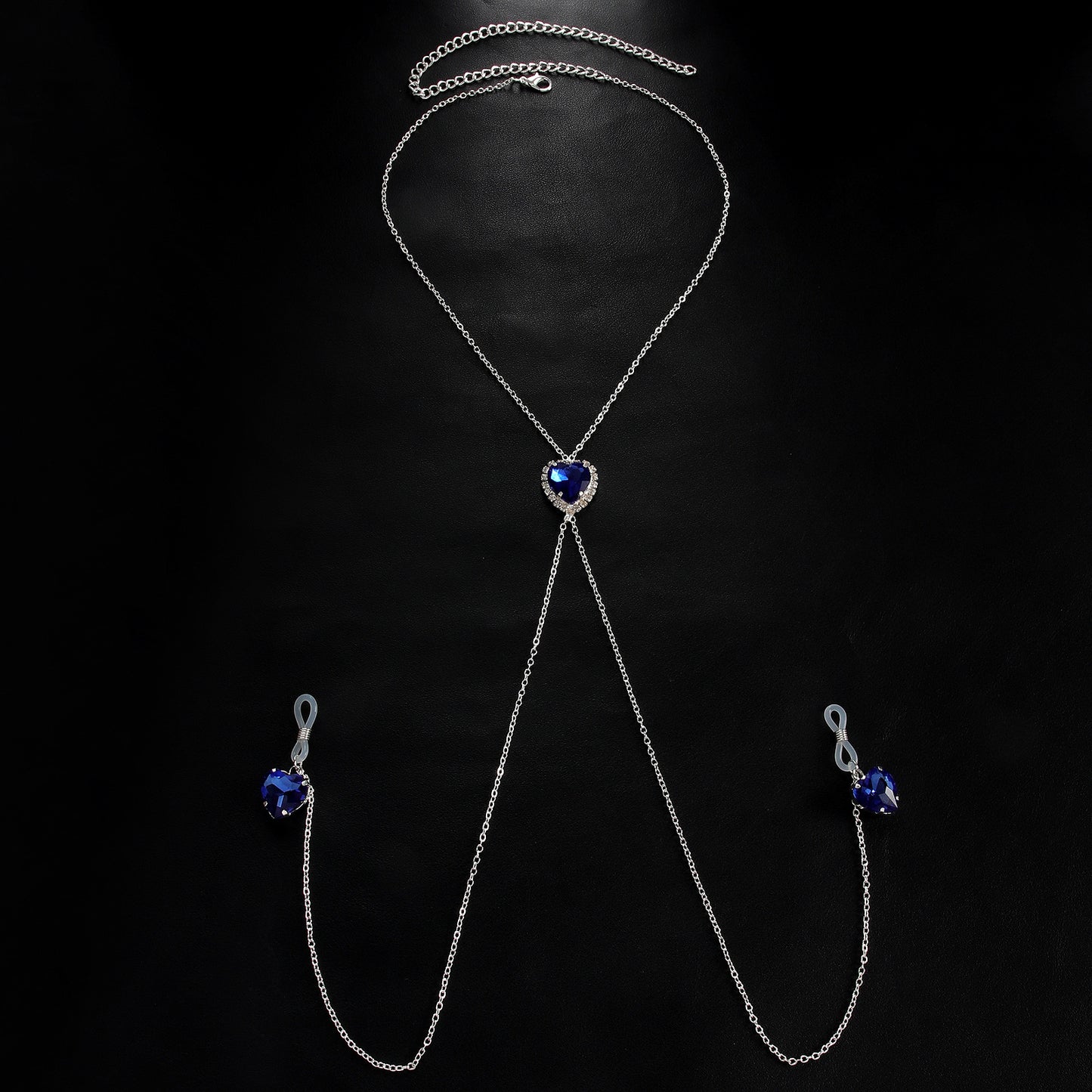 Cross-Border New Heart Crystal Pendant Nipple Chain Chest Chain European and American Sexy Nipple Clamp Body Chain Female Body Chain