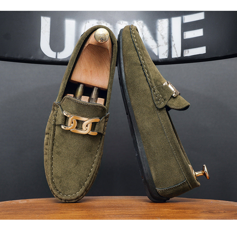Doudou Shoes Men's Autum 2024 New Frosted Suede Lazy One-Leg Small Leather Shoes Loaf Driving Shoes for Men