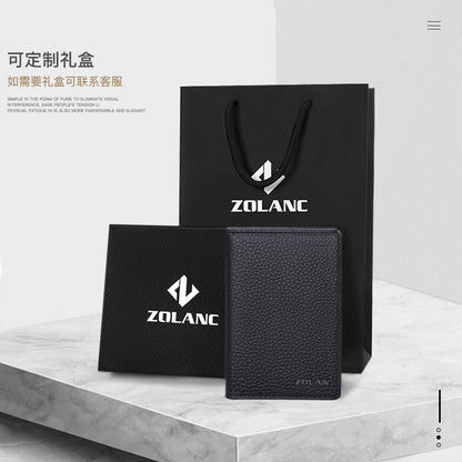 Men's Genuine Leather Card Holder Customized Litchi Pattern Top Layer Cowhide Credit Card Holder Anti-Magnetic RFID Customized 8106