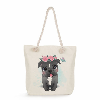 Spot wholesale cartoon cute animal shoulder bag simple large capacity handbag lazy style literary tote bag