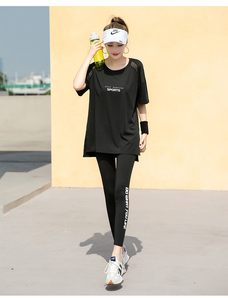 Sports suit Women's Yoga Fitness Clothes Running Gym Summer Breathable plus size chubby girl Belly Covering Slim Loose