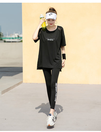 Sports suit Women's Yoga Fitness Clothes Running Gym Summer Breathable plus size chubby girl Belly Covering Slim Loose