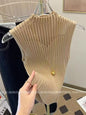 New Style Sleeveless Knit Top for Women, Summer Thin Style with a High-End Feel, Elegant Collar, Vacation Casual Top, Direct Cross-Border Supply