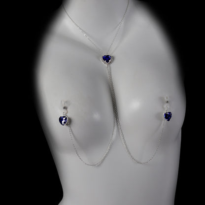 Cross-Border New Heart Crystal Pendant Nipple Chain Chest Chain European and American Sexy Nipple Clamp Body Chain Female Body Chain