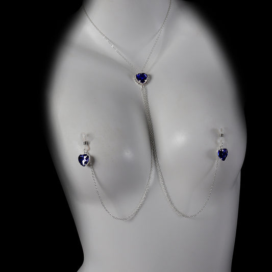 Cross-Border New Heart Crystal Pendant Nipple Chain Chest Chain European and American Sexy Nipple Clamp Body Chain Female Body Chain
