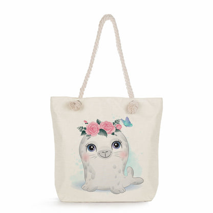 Spot wholesale cartoon cute animal shoulder bag simple large capacity handbag lazy style literary tote bag