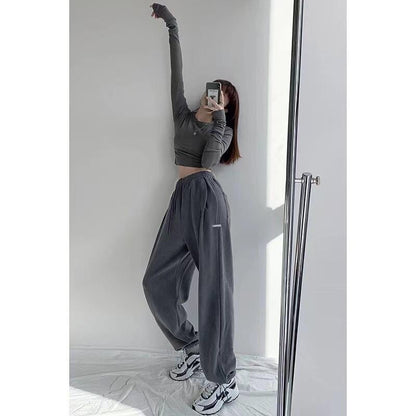 2024 Spring and Summer Thin High Waist American Letter Loose Sports Pants Women's Casual Foot Pants Sweatpants Women's Wholesale