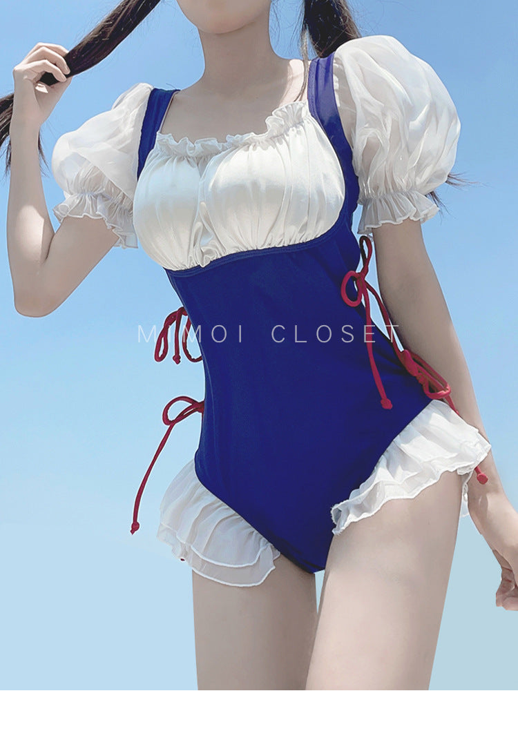 2025 New Swimsuit Women's Conservative Fairy Style Belly Covering Slimming One-Piece Hot Spring Summer Fashion Conservative Skirt Swimsuit