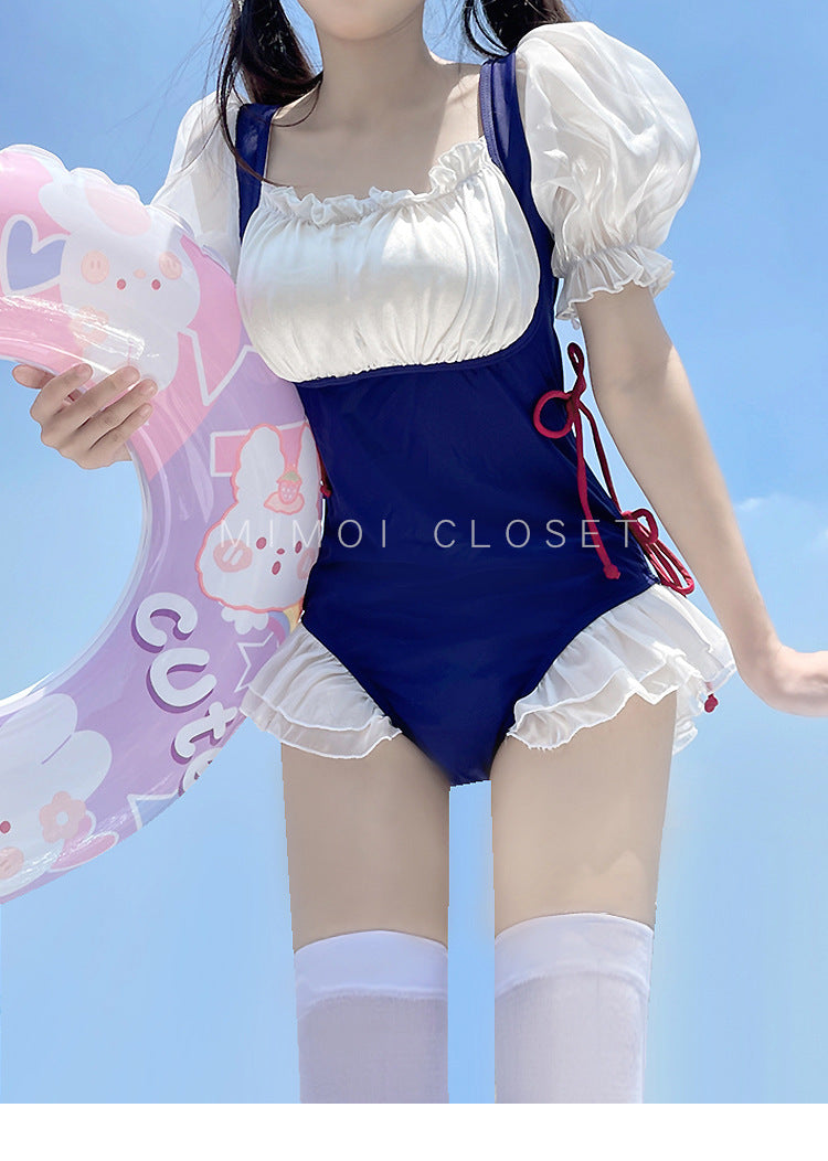 2025 New Swimsuit Women's Conservative Fairy Style Belly Covering Slimming One-Piece Hot Spring Summer Fashion Conservative Skirt Swimsuit