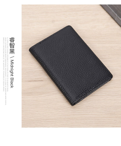 Men's Genuine Leather Card Holder Customized Litchi Pattern Top Layer Cowhide Credit Card Holder Anti-Magnetic RFID Customized 8106