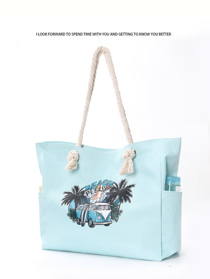 Feihong Cross-Border Large-Capacity Beach Bag Women's Bag Armpit Shoulder Bag Simple and Versatile Casual Storage Canvas Bag