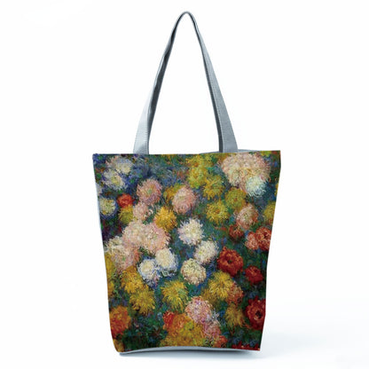 Factory Direct Sales Oil Painting Printed Shoulder Bag Large Capacity Casual Tote Bag Fashion Simple Handbag Customized with Pictures