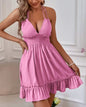 European and American Amazon Cross-Border Popular Women's Clothing Deep V Rope Suspender Parallel Pleated Sexy Dress Beach Degree