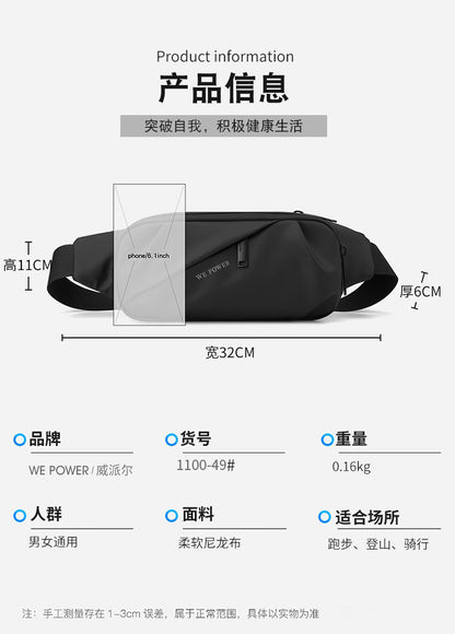 New Men's Multifunctional Waist Bag Water-repellent Casual Sports Chest Bag Outdoor Cycling Bag Fashionable Brand Crossbody Bag