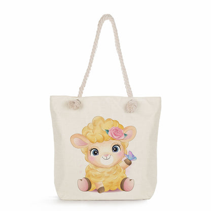 Spot wholesale cartoon cute animal shoulder bag simple large capacity handbag lazy style literary tote bag
