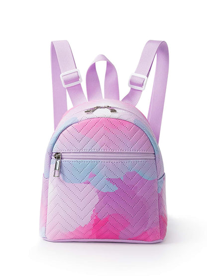 Foreign Trade Cross-border Hot-selling Backpack Women's Rainbow Multicolor PU Quilted Mini Backpack Fashion Casual High-end Sense Schoolbag