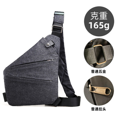 Right shoulder gun bag cross-border wholesale nylon chest bag men's lightweight simple large capacity messenger bag casual close-fitting shoulder bag