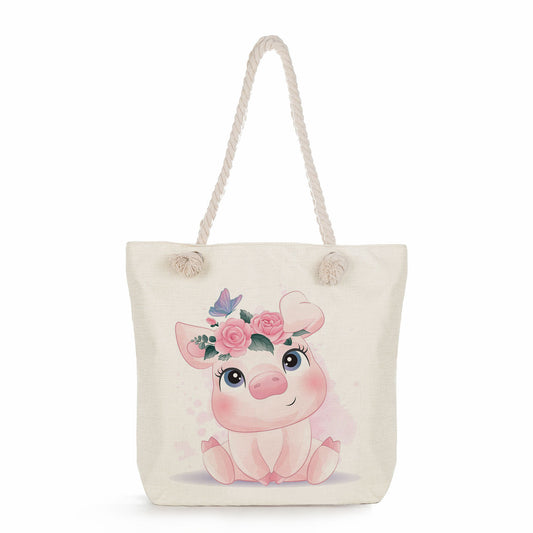 Spot wholesale cartoon cute animal shoulder bag simple large capacity handbag lazy style literary tote bag