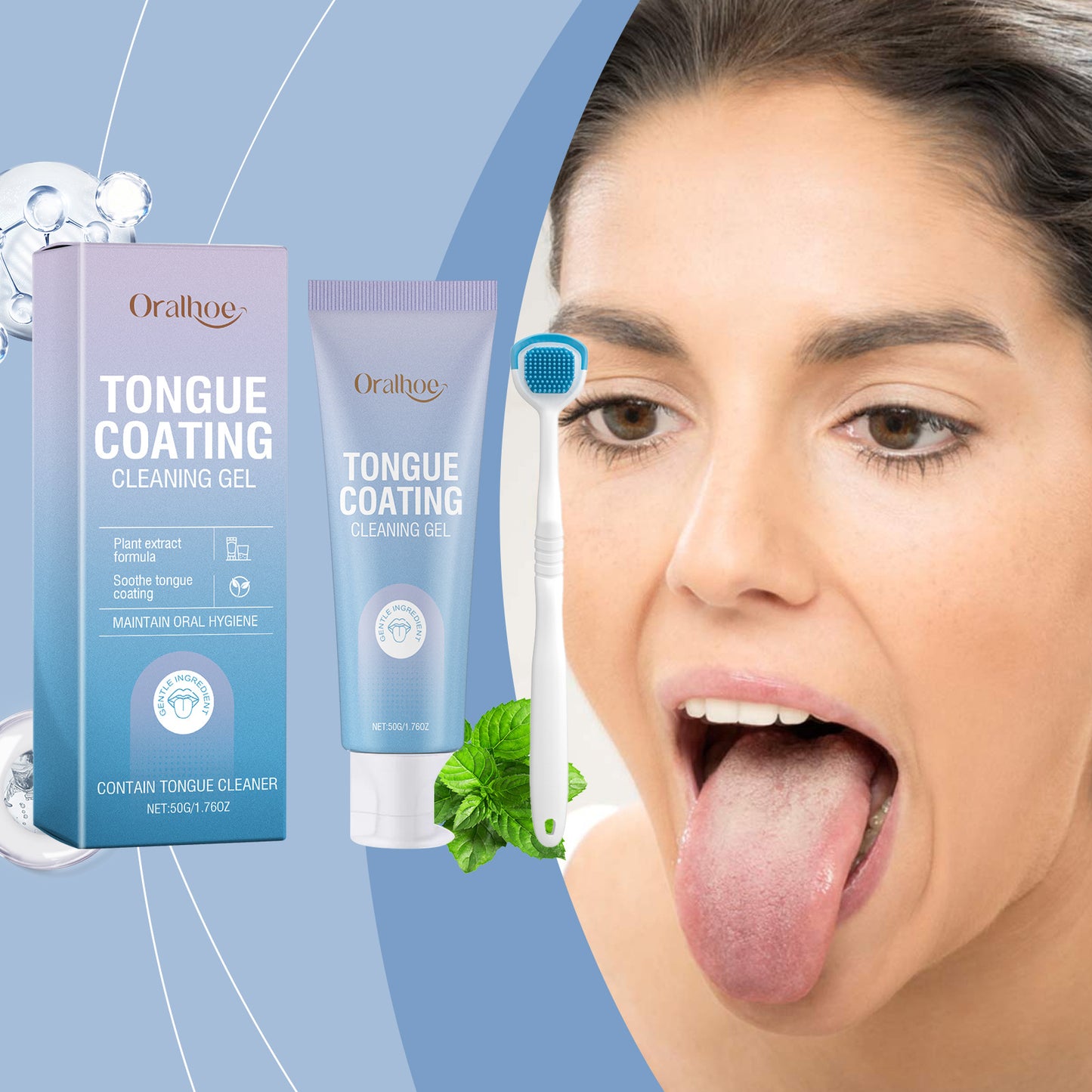 Tongue Cleaning Gel Set Bad Breath Inhibit Oral Bacteria Long Lasting Freshness Home Mouth Odor Eliminator Paste Toothbrush Kit