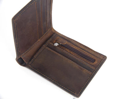 Crazy Horse leather embossed crocodile pattern men's wallet short genuine leather European and American retro wallet horizontal first layer cowhide silver bag