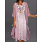 2024 European and American Amazon Summer Women's Casual dress Two-Piece Flower-Print Round Neck Slim-Fit Dress Women