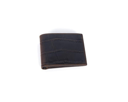 Crazy Horse leather embossed crocodile pattern men's wallet short genuine leather European and American retro wallet horizontal first layer cowhide silver bag