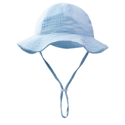 Ins Baby Pure Cotton Basin Hat European and American Anti-Sun Breathable Baby Fisherman Hat Pure Color Kidsren's Sun Hat Breathable Sun Protection