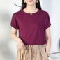 Tiktok batwing sleeve t-shirt women's round neck summer solid color simple small flying sleeve casual all-match loose short sleeve t-shirt women