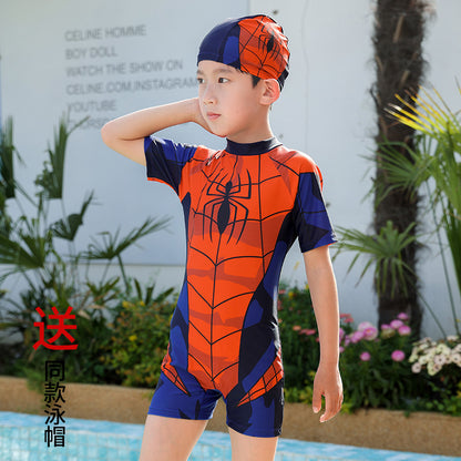 Children's Swimsuit Boys Siaman Spider-Man Long Sleeve Small Medium and Large Children's Baby Sunscreen Quick-drying Equipment Hot Spring Wholesale