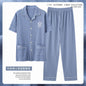 Zhuojia plus size Pajamas Men's Summer Plus Weight Increase Short-sleeved Pants Loose Cardigan Home Wear Men's 220kg