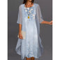 2024 European and American Amazon Summer Women's Casual dress Two-Piece Flower-Print Round Neck Slim-Fit Dress Women