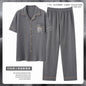 Zhuojia plus size Pajamas Men's Summer Plus Weight Increase Short-sleeved Pants Loose Cardigan Home Wear Men's 220kg