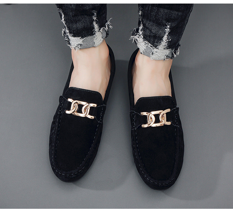 Doudou Shoes Men's Autum 2024 New Frosted Suede Lazy One-Leg Small Leather Shoes Loaf Driving Shoes for Men