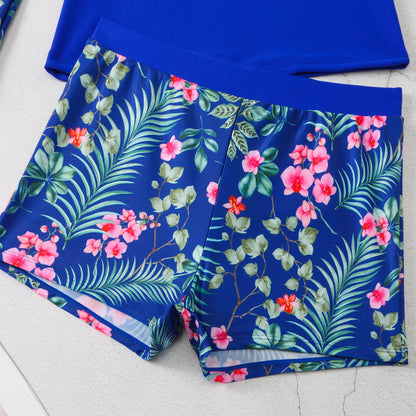 2025 New European and American Foreign Trade Cross-border Swimsuit Women's Long-sleeved Digital Printing Conservative Women's Split Bikini Swimsuit