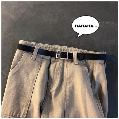Internet Popular Casual Trousers Thin Belt Men's Korean Style Young Men's PU Leather Small Belt ns Style All-match Belt Decoration