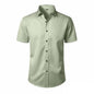 Solid Color Amazon Stretchy Plus-Size Men's Long-Sleeve Shirt, Men's Fashion Shirt, Slim Fit Outerwear
