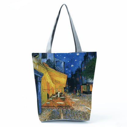 Factory Direct Sales Oil Painting Printed Shoulder Bag Large Capacity Casual Tote Bag Fashion Simple Handbag Customized with Pictures
