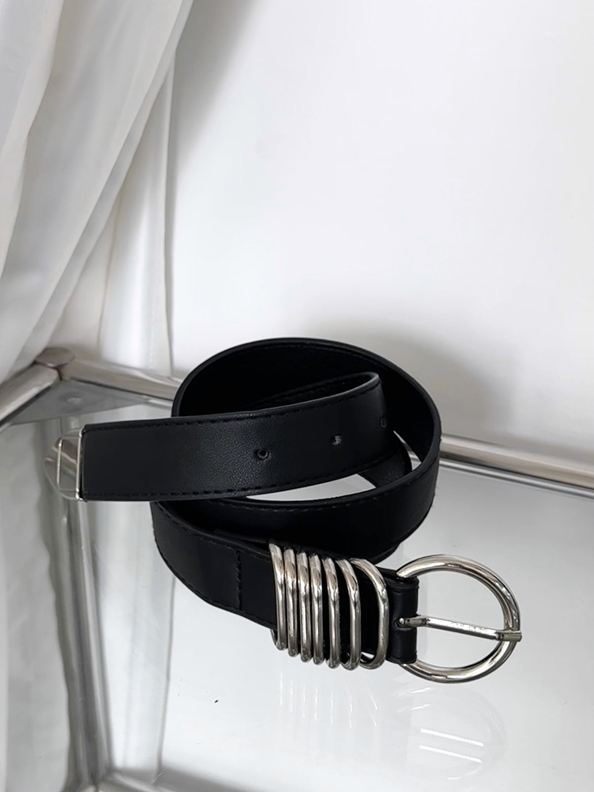 Dorothy Fashionable Retro Multi-Layered Silver Metal Ring Decorative Belt Niche Design Versatile Belt for Women