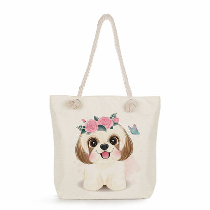 Spot wholesale cartoon cute animal shoulder bag simple large capacity handbag lazy style literary tote bag