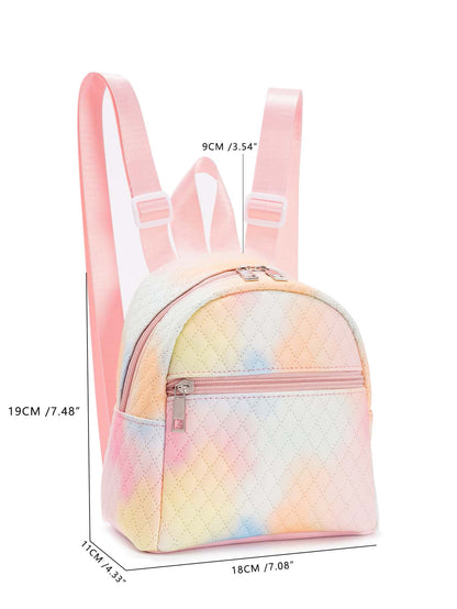 Foreign Trade Cross-border Hot-selling Backpack Women's Rainbow Multicolor PU Quilted Mini Backpack Fashion Casual High-end Sense Schoolbag