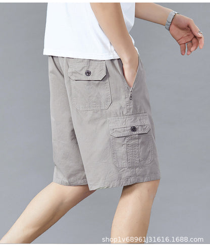 Zoruo childe summer dad summer shorts men's five-length pants cotton pants loose overalls big pants