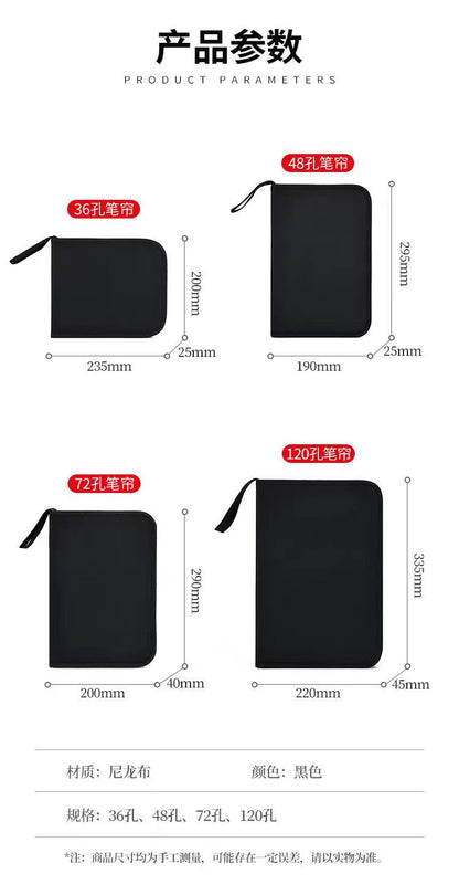 Art Sketch Pen Bag 36/48/72/120 Holes Foldable Zipper Style Pen Roll Colored Pencil Storage Bag Manufacturer Supply