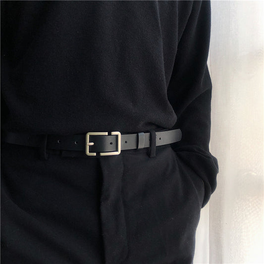 Internet Popular Casual Trousers Thin Belt Men's Korean Style Young Men's PU Leather Small Belt ns Style All-match Belt Decoration