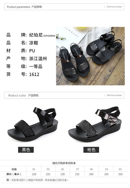 New Summer Flat Women's Shoes for Middle-Aged Women, Mid-Heel 2026 Women's Wedge Sandals for Summer, Mom Sandals with Soft and Thick Soles, Comfortable