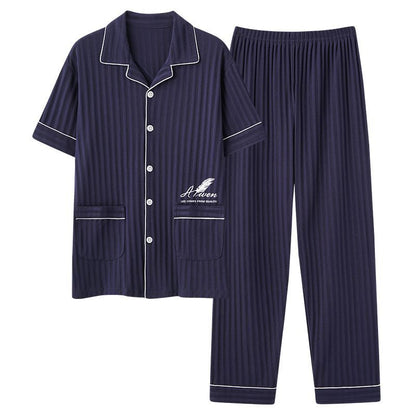 Zhuojia plus size Pajamas Men's Summer Plus Weight Increase Short-sleeved Pants Loose Cardigan Home Wear Men's 220kg