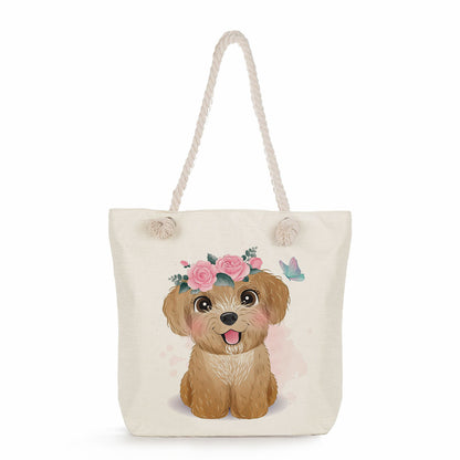 Spot wholesale cartoon cute animal shoulder bag simple large capacity handbag lazy style literary tote bag