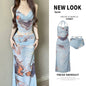 Hot Girl Bikini Swimsuit Female Three-Piece Seaside Vacation Long Skirt Small Breast Push-Up with Underwire Sexy Hot Spring Swimsuit